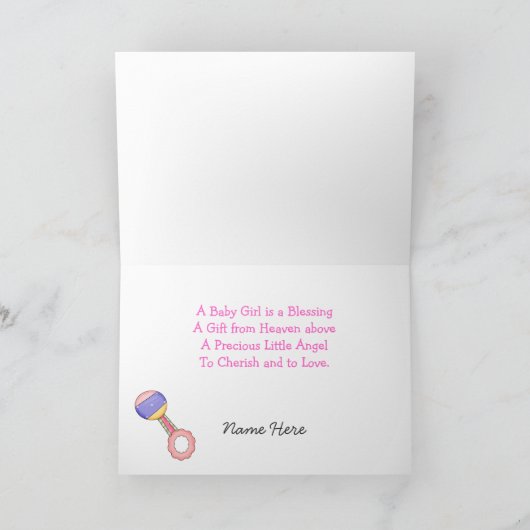 ベビー車かわいらしのベビーガールグリーティングカード カード (内部)