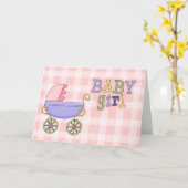 ベビー車かわいらしのベビーガールグリーティングカード カード (黄色い花)