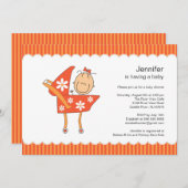 ベビー車ベビーシャワー招待状スティック 招待状 (正面/裏面)