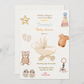 ベビー車用ベビーシャワー 招待状 (正面/裏面)