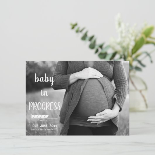 ベビー進行中の超音波妊娠告知 招待状 (スタンド正面)