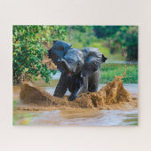 ベビー遊ゾウが泥の中 ジグソーパズル (横)