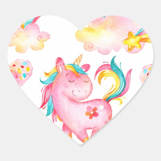 ベビー遊ユニコーンユニークの贈り物 ハートシール (正面)
