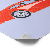 ベビー部屋 赤い漫画の車のイラスト印刷 ポスター (角)