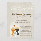 ベビー醸造カップルのベビーシャワー招待状 招待状 (正面/裏面)