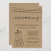 ベビー醸造カップルの三つ子の赤ちゃんシャワー 招待状 (正面/裏面)