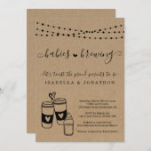 ベビー醸造カップルの男女兼用赤ちゃんシャワー 招待状 (正面/裏面)