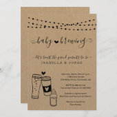 ベビー醸造カップルの男女兼用赤ちゃんシャワー 招待状 (正面/裏面)