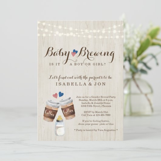 ベビー醸造コーヒージェンダーリビールパーティの招待状 招待状 (スタンド正面)