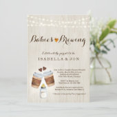 ベビー醸造コーヒーティーツインツインズカップル赤ちゃんシャワー 招待状 (スタンド正面)