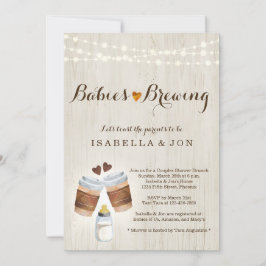 ベビー醸造コーヒーティーツインツインズカップル赤ちゃんシャワー 招待状