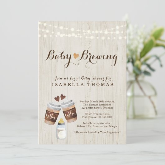ベビー醸造コーヒーベビーシャワー招待状 招待状 (スタンド正面)