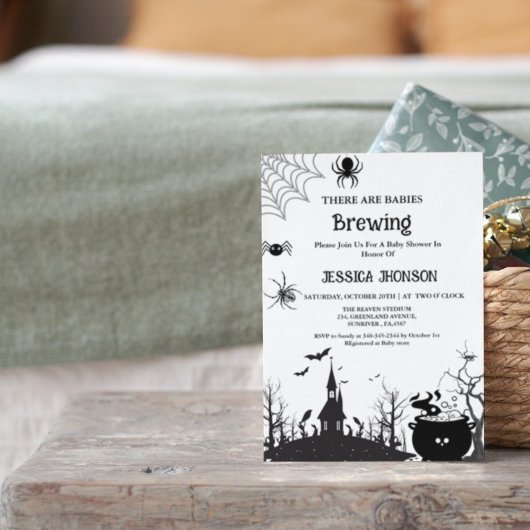 ベビー醸造ツインハロウィーンブラックベビーシャワー 招待状