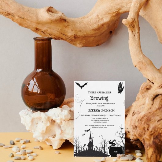 ベビー醸造ツインハロウィーンブラックベビーシャワー 招待状