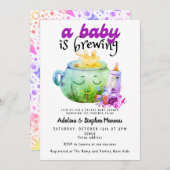 ベビー醸造ハロウィーンウィッチカストロンベイビーシャワー 招待状 (正面/裏面)