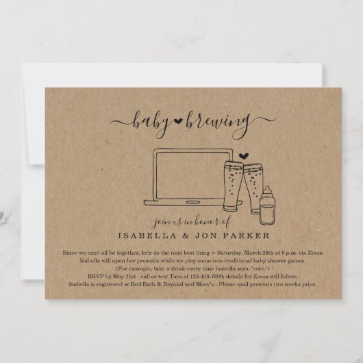 ベビー醸造バーチャルベビーシャワー招待状 サンキューカード (正面)