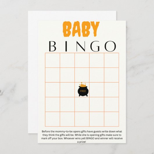 ベビー醸造ビンゴ赤ちゃんシャワーゲーム エンクロージャーカード (正面/裏面)