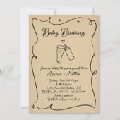 ベビー醸造ビールカップルのシャワー招待状 招待状 (正面)