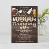 ベビー醸造ビールパーティーパパへカップルのシャワー 招待状 (スタンド正面)