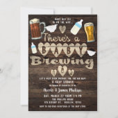 ベビー醸造ビールパーティーパパへカップルのシャワー 招待状 (正面)
