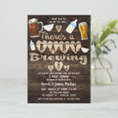 ベビー醸造ビールパーティーパパへカップルのシャワー 招待状 (スタンド正面)