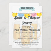 ベビー醸造ビール&おむつベビーシャワー招待状 招待状 (正面/裏面)