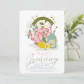 ベビー醸造ピンクフローラ茶パーティー赤ちゃんシャワー 招待状 (スタンド正面)