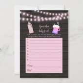 ベビー醸造ピンク推測ベビー食品シャワーゲーム 招待状 (正面)