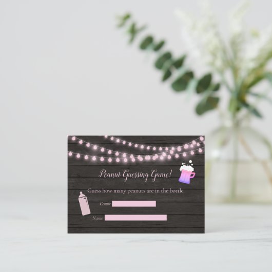 ベビー醸造ピンク推量ゲーム赤ちゃんシャワー エンクロージャーカード (スタンド正面)