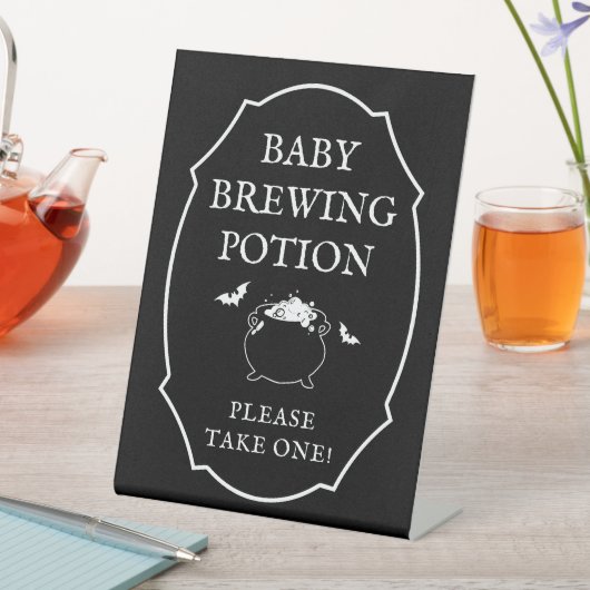 ベビー醸造ポションハロウィーンベビーシャワーの好意 台座サイン (インサイチュ)