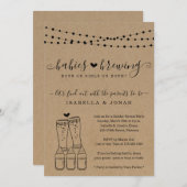 ベビー醸造三つ子カップルの性別の明かすパーティー 招待状 (正面/裏面)