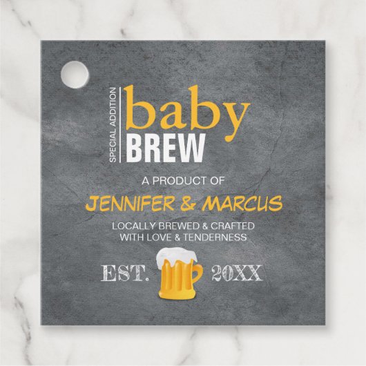 ベビー醸造夫婦のビール赤ちゃんシャワー フェイバータグ (正面)
