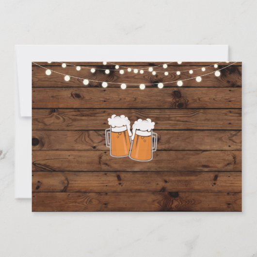 ベビー醸造用シャワービールが木材を照らす招待状 招待状 (裏面)