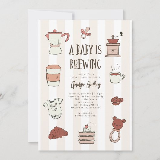 ベビー醸造男女兼用ベビーシャワー招待状 招待状 (正面)