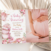 ベビー醸造茶パーティーフローラ赤ちゃんシャワー写真 招待状