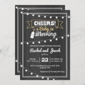 ベビー醸造赤ちゃんシャワーひもライトチョークボード 招待状 (正面/裏面)