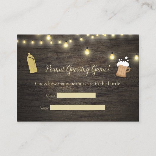 ベビー醸造金ゴールド推測ゲーム赤ちゃんシャワー エンクロージャーカード (正面)