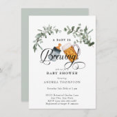 ベビー醸造 |水彩赤ちゃんシャワー 招待状 (正面/裏面)