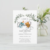 ベビー醸造 |水彩赤ちゃんシャワー 招待状 (スタンド正面)