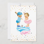 ベビー野球またはバレエの性別の公開 招待状 (正面)