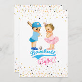 ベビー野球またはバレエの性別の公開 招待状 (正面/裏面)