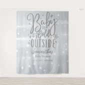 ベビー銀色の赤ちゃんシャワーの背景が冷たい タペストリー (正面)