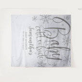 ベビー銀色の赤ちゃんシャワーの背景が冷たい タペストリー (正面(横))