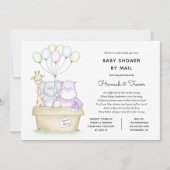 ベビー長距離ジャングル動物シャワーバイメール 招待状 (正面)