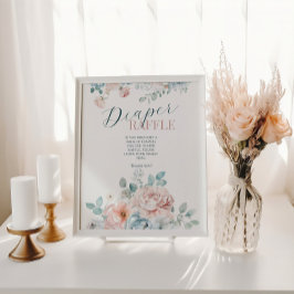 ベビー開花おむつラッフルダスティブルーベビーシャワー ポスター