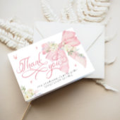 ベビー開花かわいいピンクボウ赤ちゃんシャワーありがとう サンキューカード