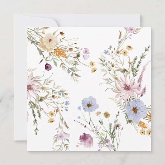 ベビー開花かわいいワイルドフラワーガールベイビーシャワー 招待状 (裏面)