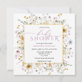 ベビー開花かわいいワイルドフラワーガールベイビーシャワー 招待状 (正面)
