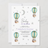 ベビー開花かわいい素朴動物招待状 招待状 (正面)