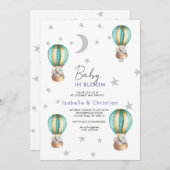 ベビー開花かわいい素朴動物招待状 招待状 (正面/裏面)